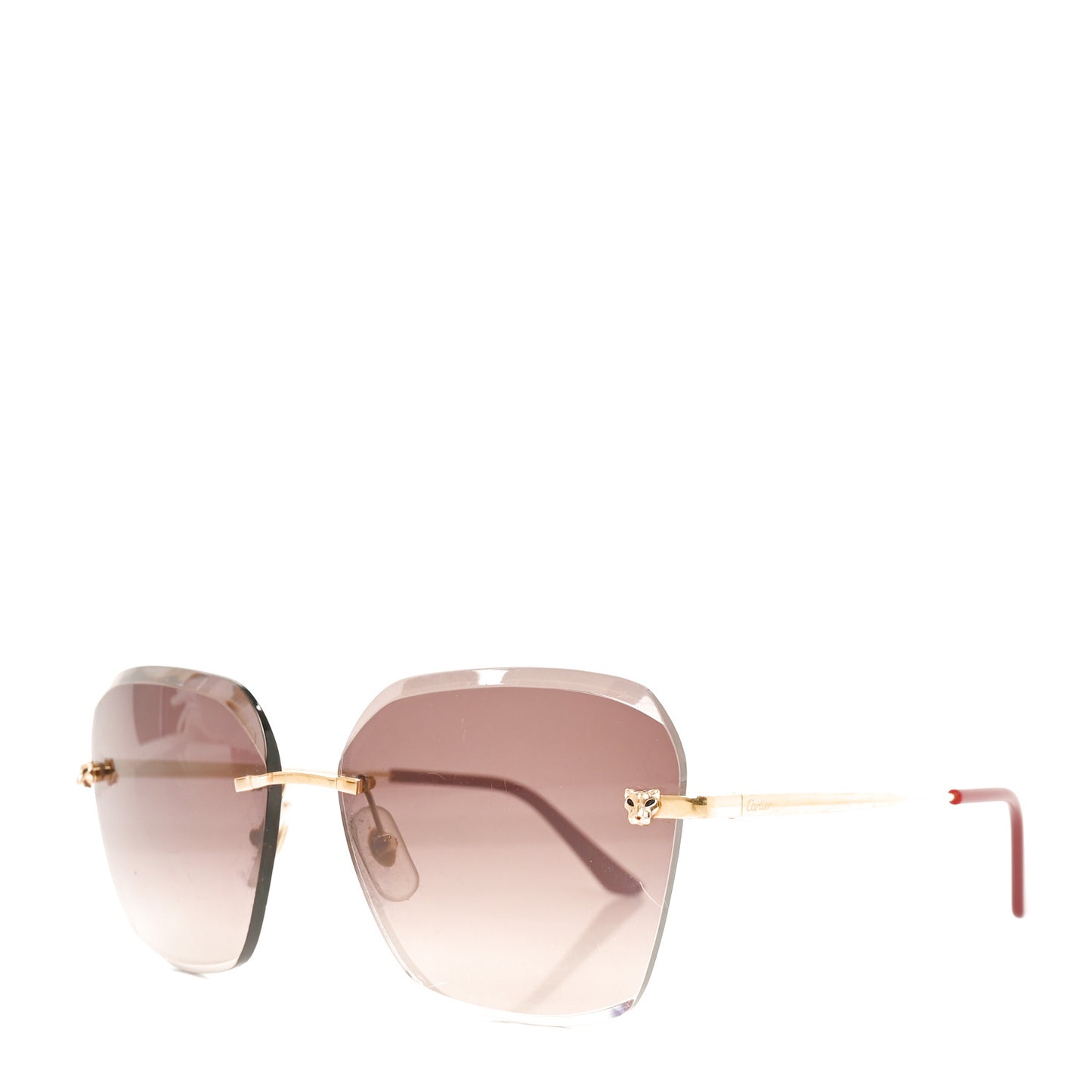 Metal Panthere De Cartier Sunglasses A13F49JS Gold Red