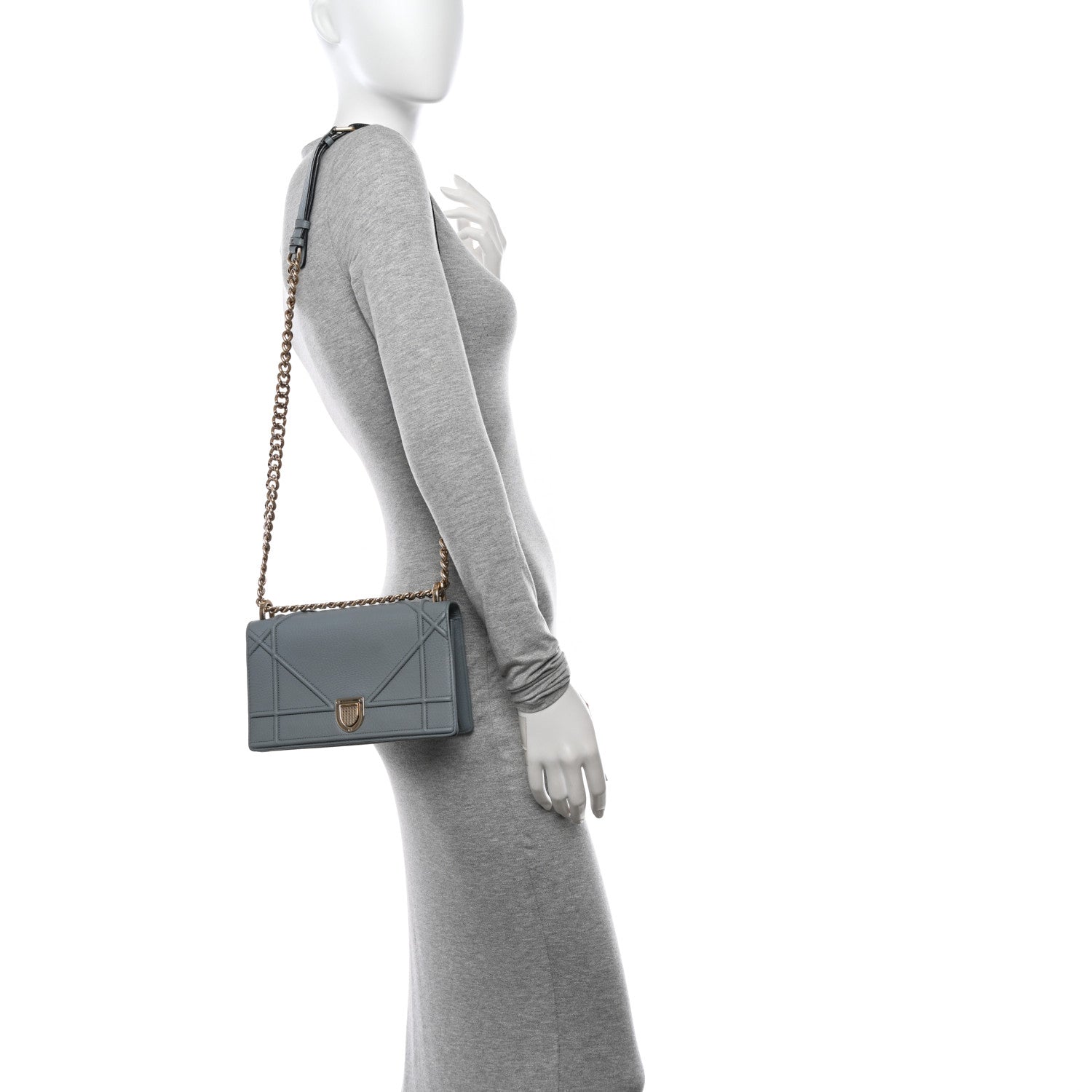 Christian Dior Grained Calfskin Small Diorama Flap Bag Denim 2 of 11