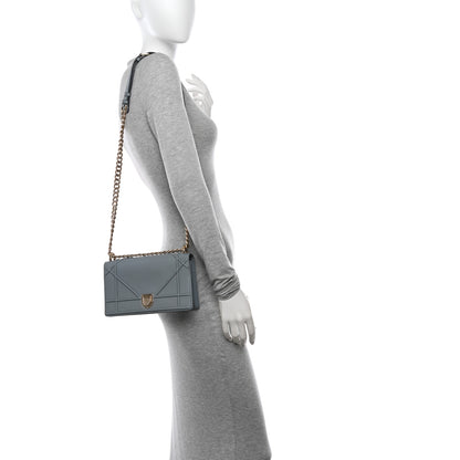 Christian Dior Grained Calfskin Small Diorama Flap Bag Denim 2 of 11