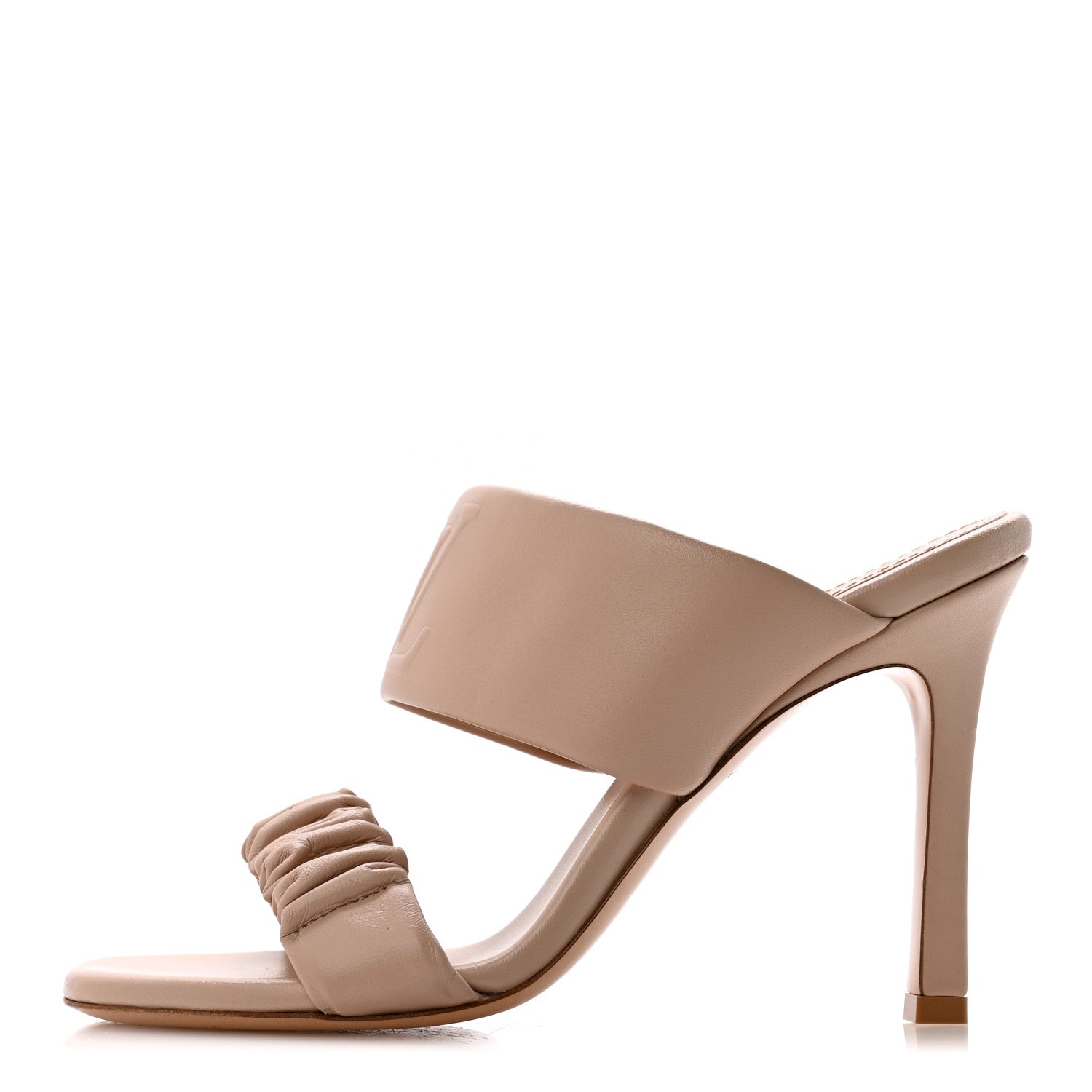 Louis Vuitton Lambskin Drapy Heel Mules 38 Beige 1 of 10