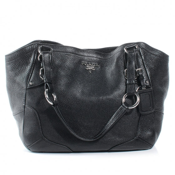 Vitello Daino Shoulder Bag Black