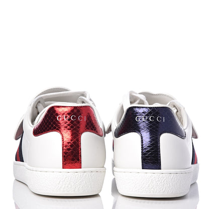 Gucci Calfskin Ayers Web Blind for Love Embroidered Mens Ace Sneakers 8 White 10 of 12