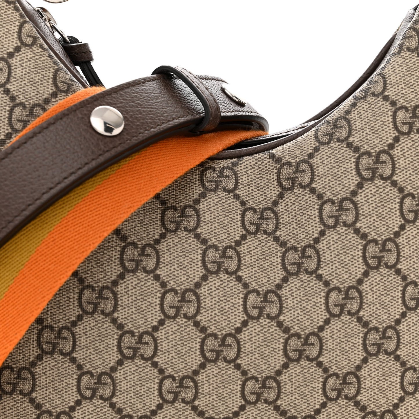 GG Supreme Monogram Textured Calfskin Web Small Attache Shoulder Bag Beige Ebony New Acero