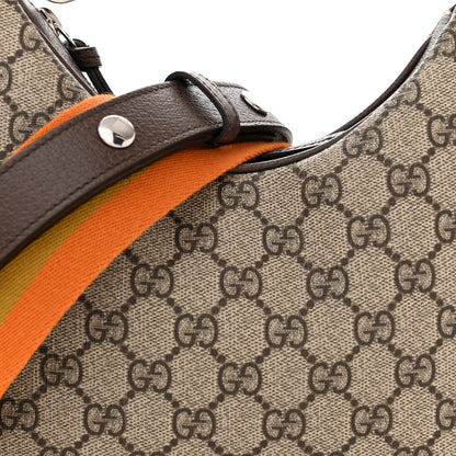 Gucci GG Supreme Monogram Textured Calfskin Web Small Attache Shoulder Bag Beige Ebony New Acero 8 of 11