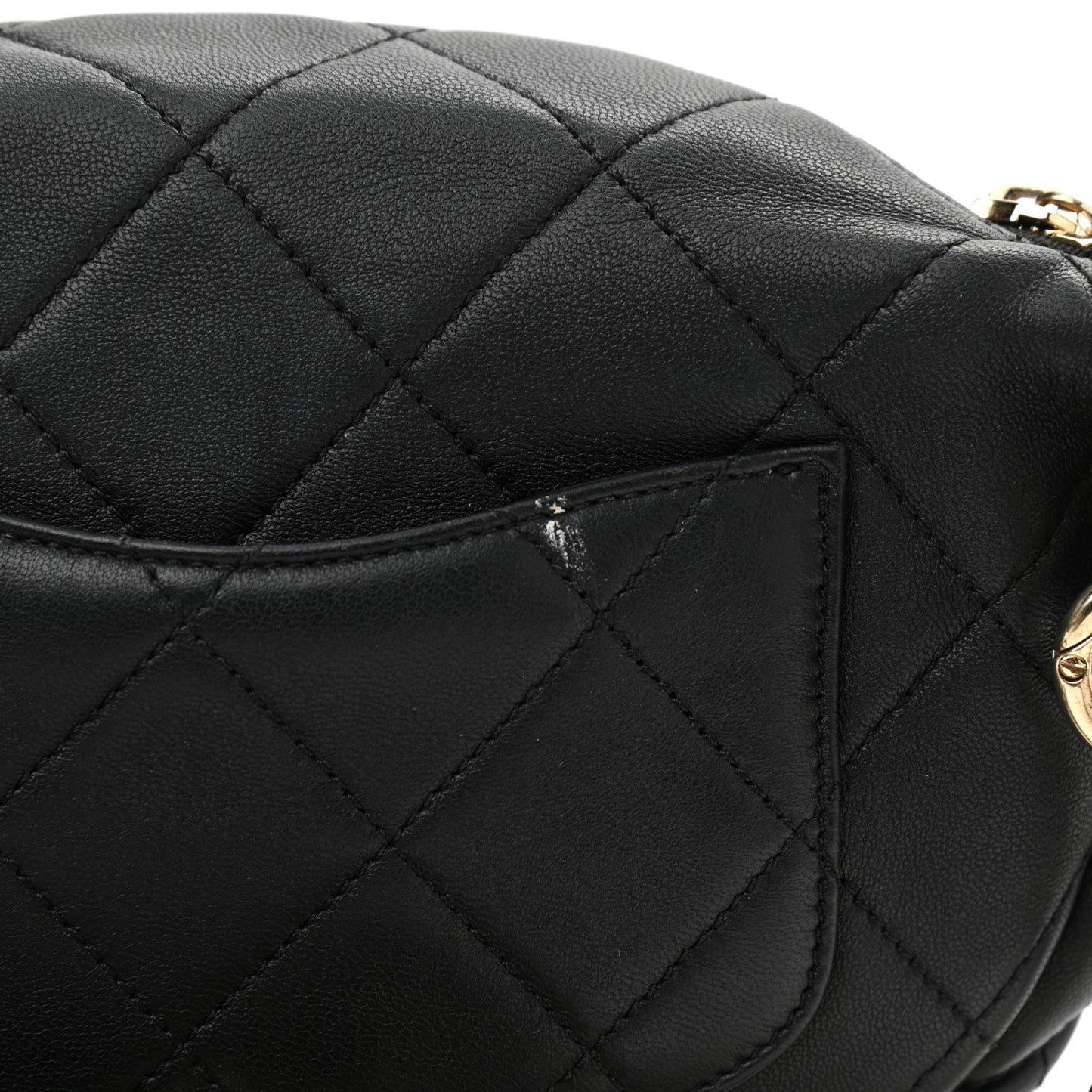 Lambskin Quilted Resin Bi-Color Waist Bag Fanny Pack Black