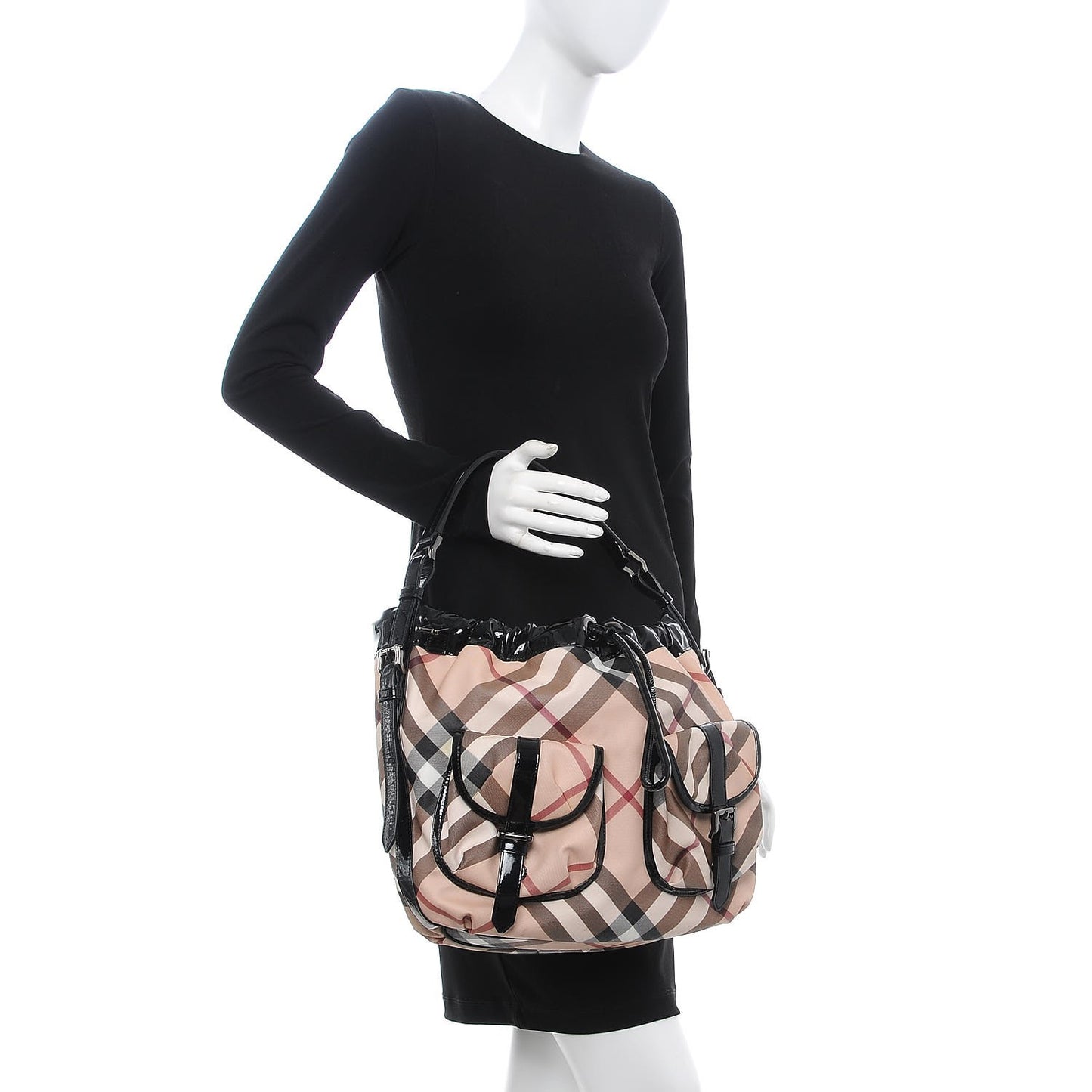 Patent Supernova Check Drawstring Hobo