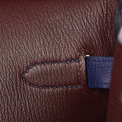 Hermes Togo Swift Officier Birkin 40 Bleu Encre Bordeaux 13 of 35