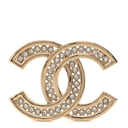 Chanel Crystal CC Brooch Light Gold 1 of 3