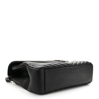 Saint Laurent Sheepskin Matelasse Chevron Monogram Large College Satchel Black 4 of 11