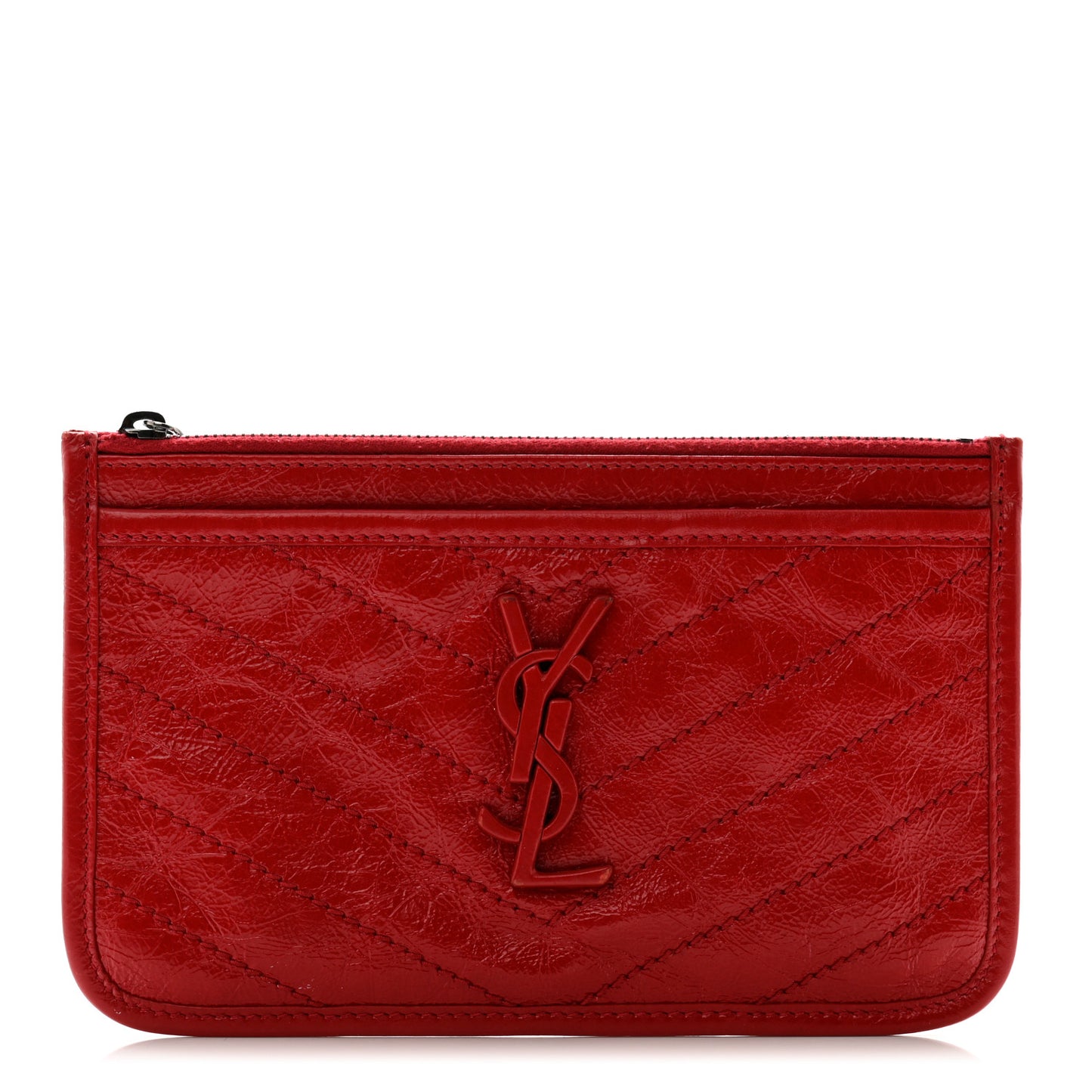 Crinkled Calfskin Matelasse Niki Bill Pouch Red