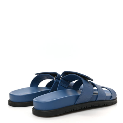 Hermes Epsom Womens Chypre Sandals 38 Bleu Bleuet 4 of 9