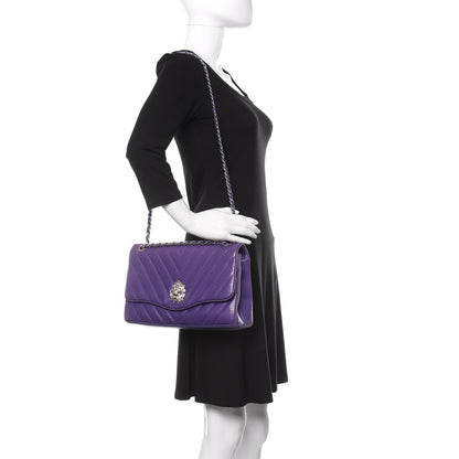 Chanel Lambskin Chevron Jumbo Leo Lion Flap Violet Fonce 2 of 10