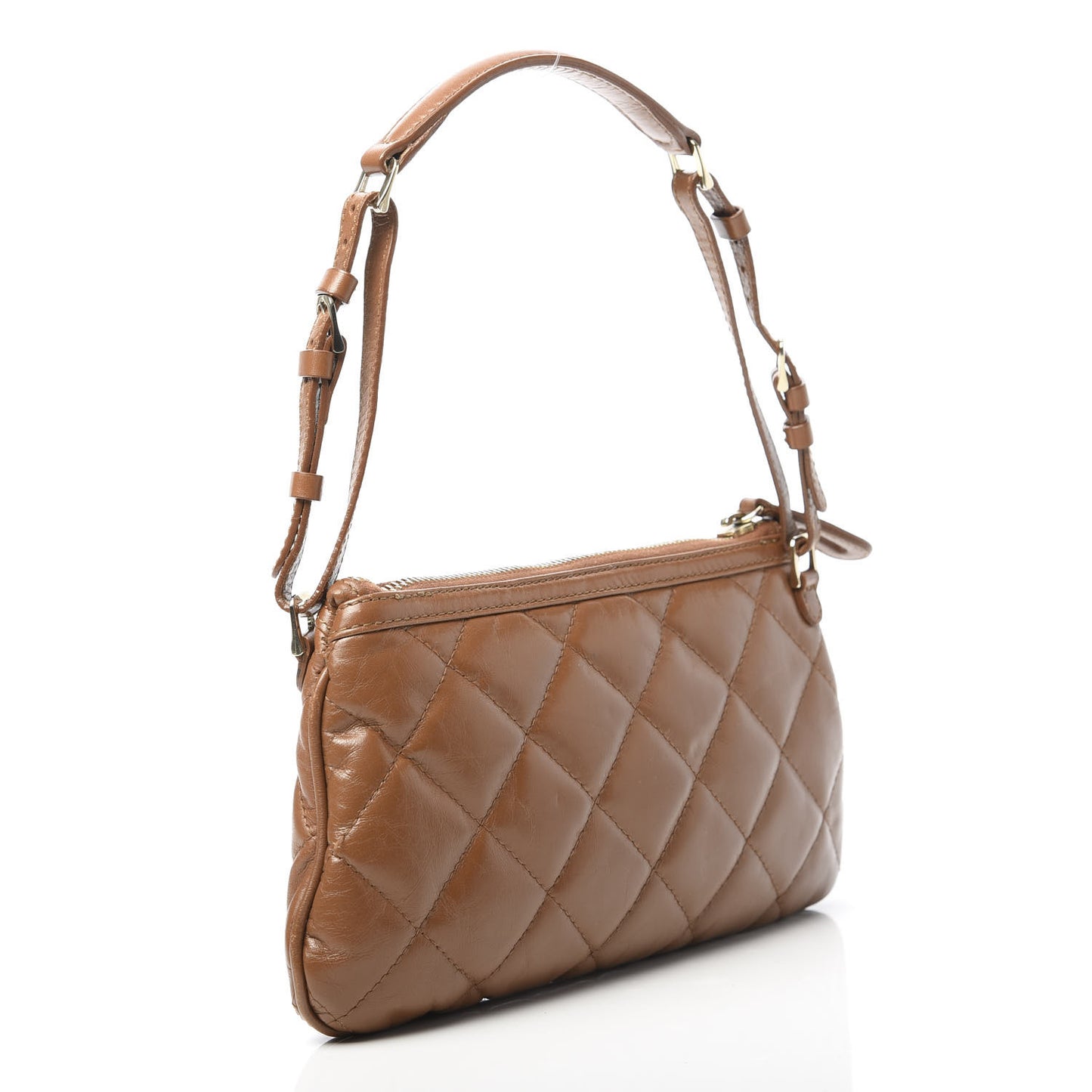 Lambskin Quilted Small Manor Pochette Shoulder Bag Dark Beige