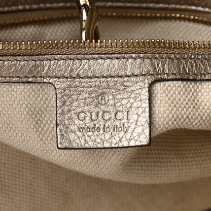 Gucci Metallic Pebbled Calfskin Medium Soho Chain Shoulder Bag Golden Beige 5 of 10