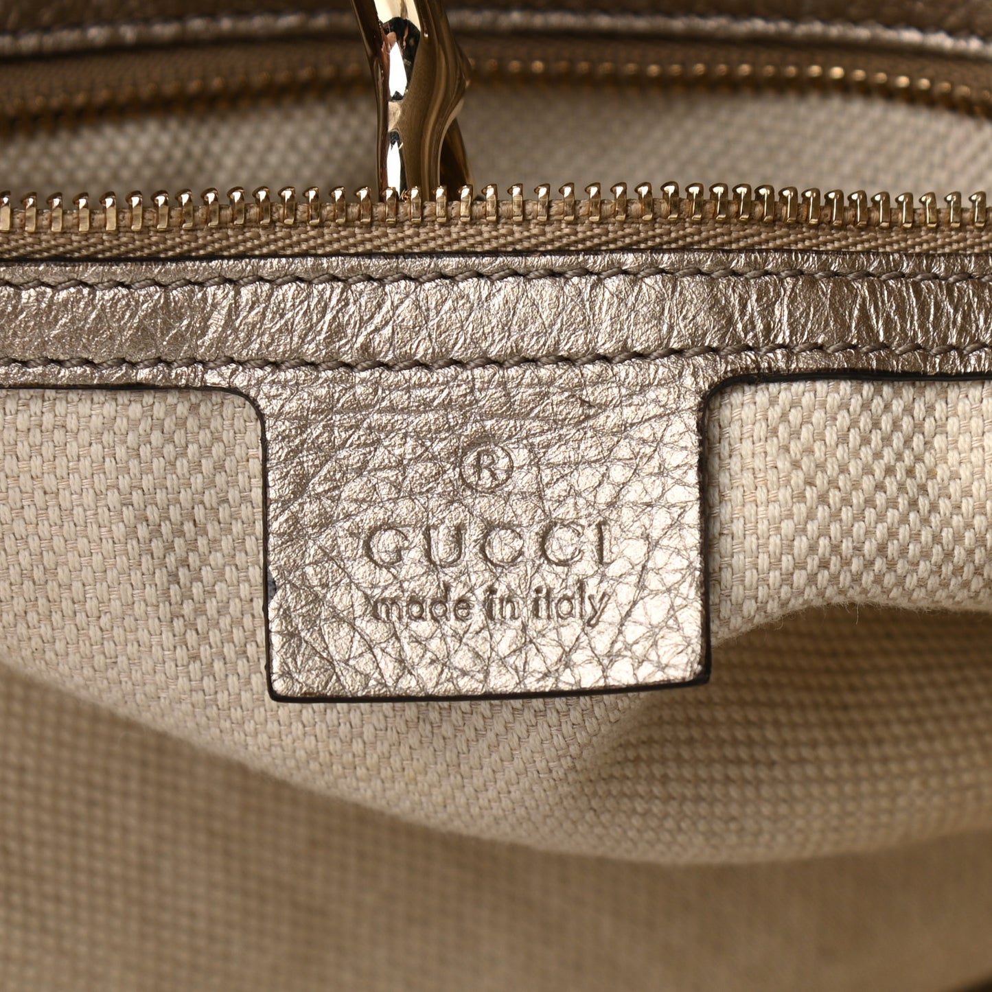 Metallic Pebbled Calfskin Medium Soho Chain Shoulder Bag Golden Beige