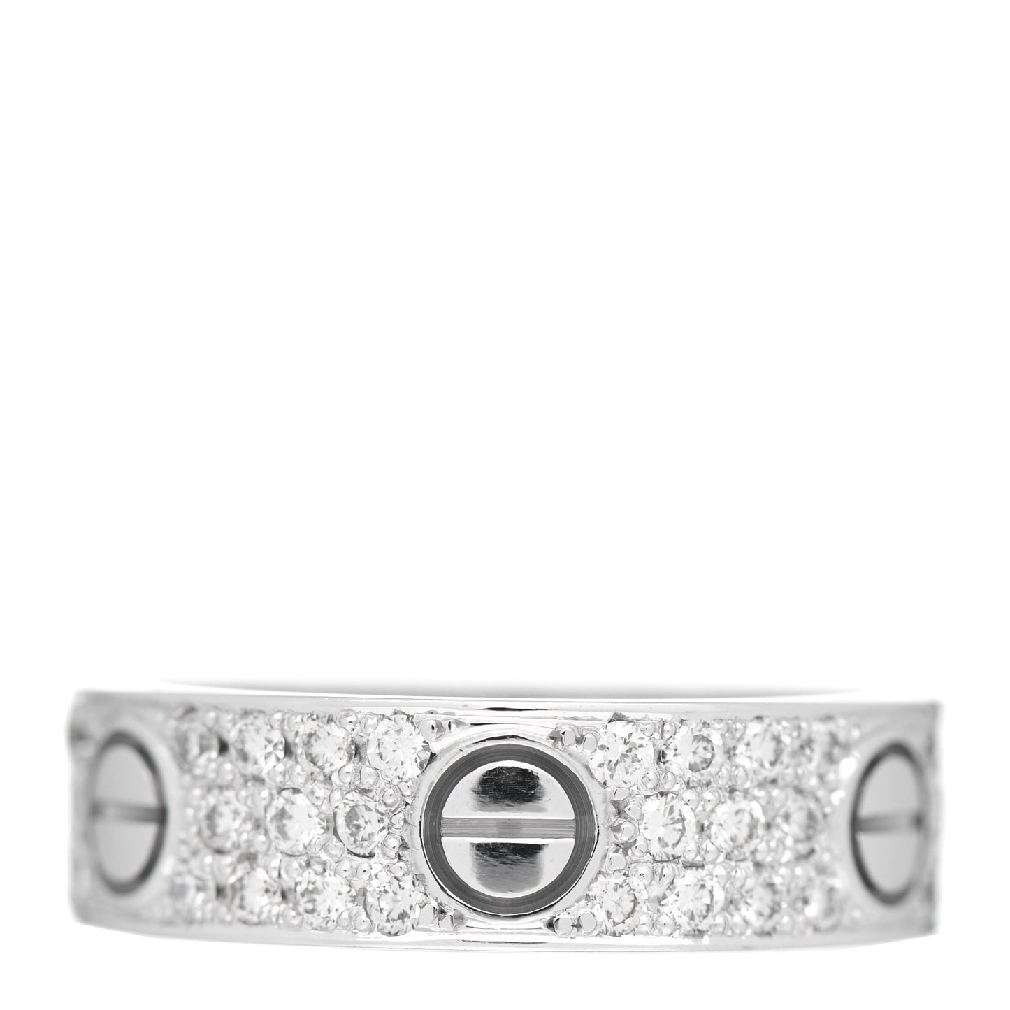 18K White Gold Diamond 6mm LOVE Paved Ring 58 8.25