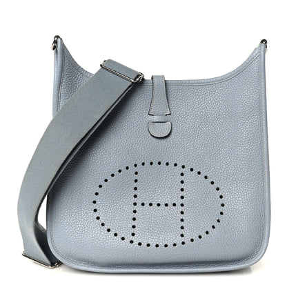 Hermes Taurillon Clemence Evelyne III PM Bleu Lin 1 of 13