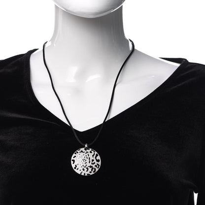 Cartier 18K White Gold Diamond Onyx Emerald Panthere De Cartier Medallion Pendant Cord Necklace 2 of 4