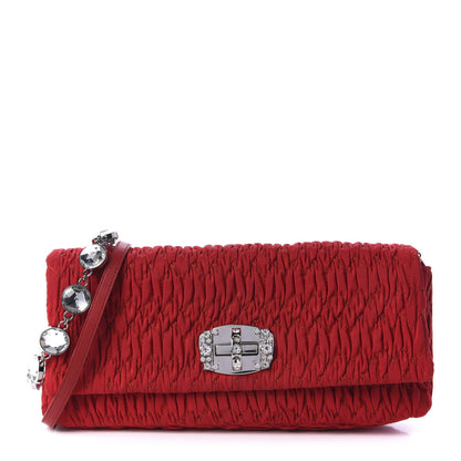 Miu Miu Faille Matelasse Crystal Flap Clutch Fuoco 1 of 11