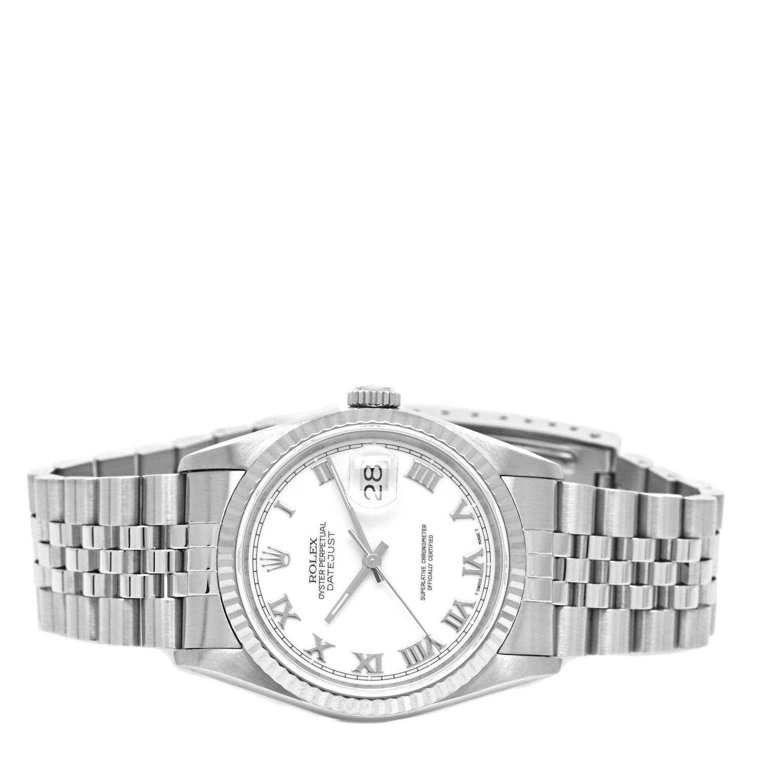 Rolex Stainless Steel 18K White Gold 36mm Oyster Perpetual Datejust Watch White Roman 16234 2 of 4
