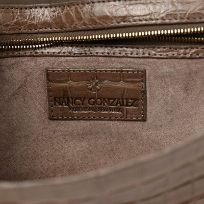 Nancy Gonzalez Crocodile Flap Clutch Wallet Taupe 6 of 9