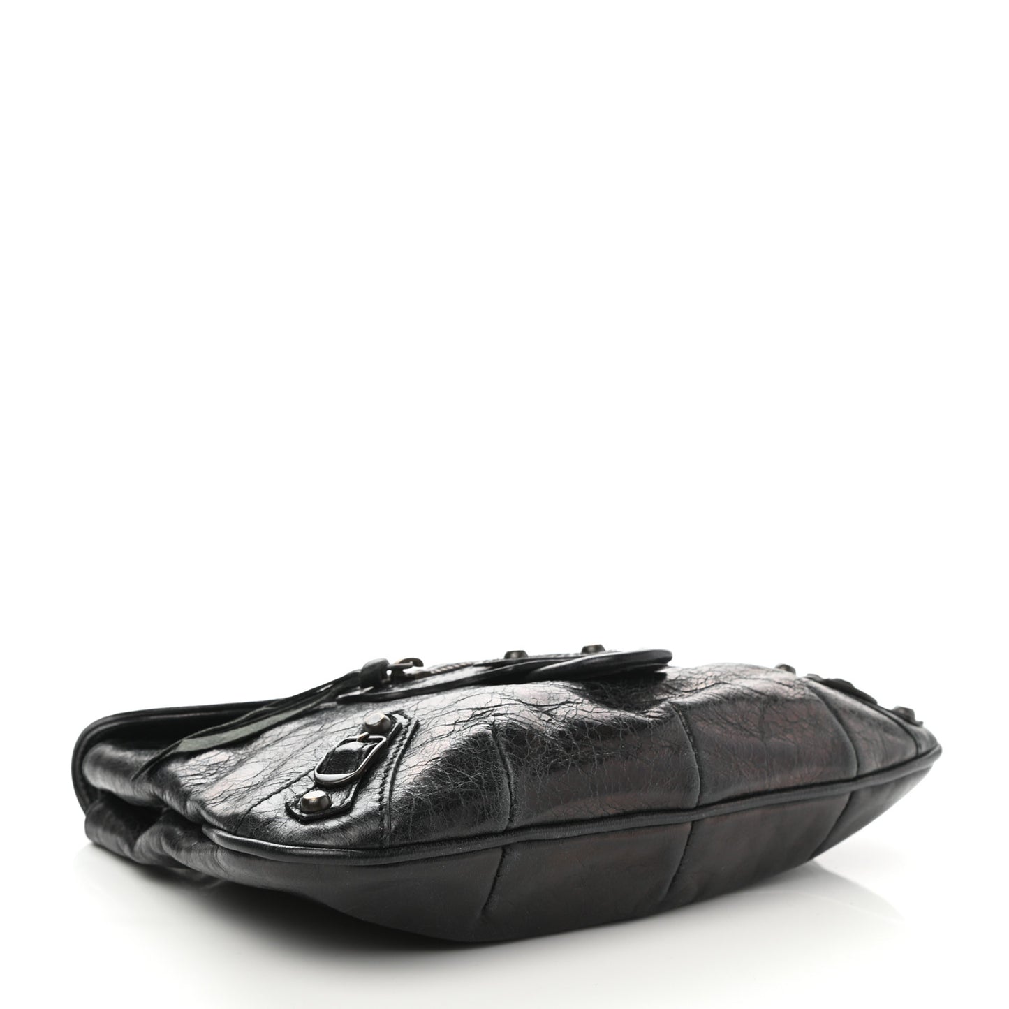 Agneau Classic Hardware Pouch Flap Clutch Black