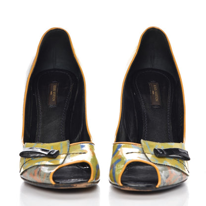Louis Vuitton Monogram Pulp Karung Defile Peep Toe Pumps 40 Yellow 2 of 9