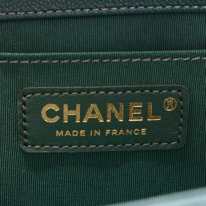 Chanel Caviar Quilted Medium Boy Flap Dark Green 6 of 7
