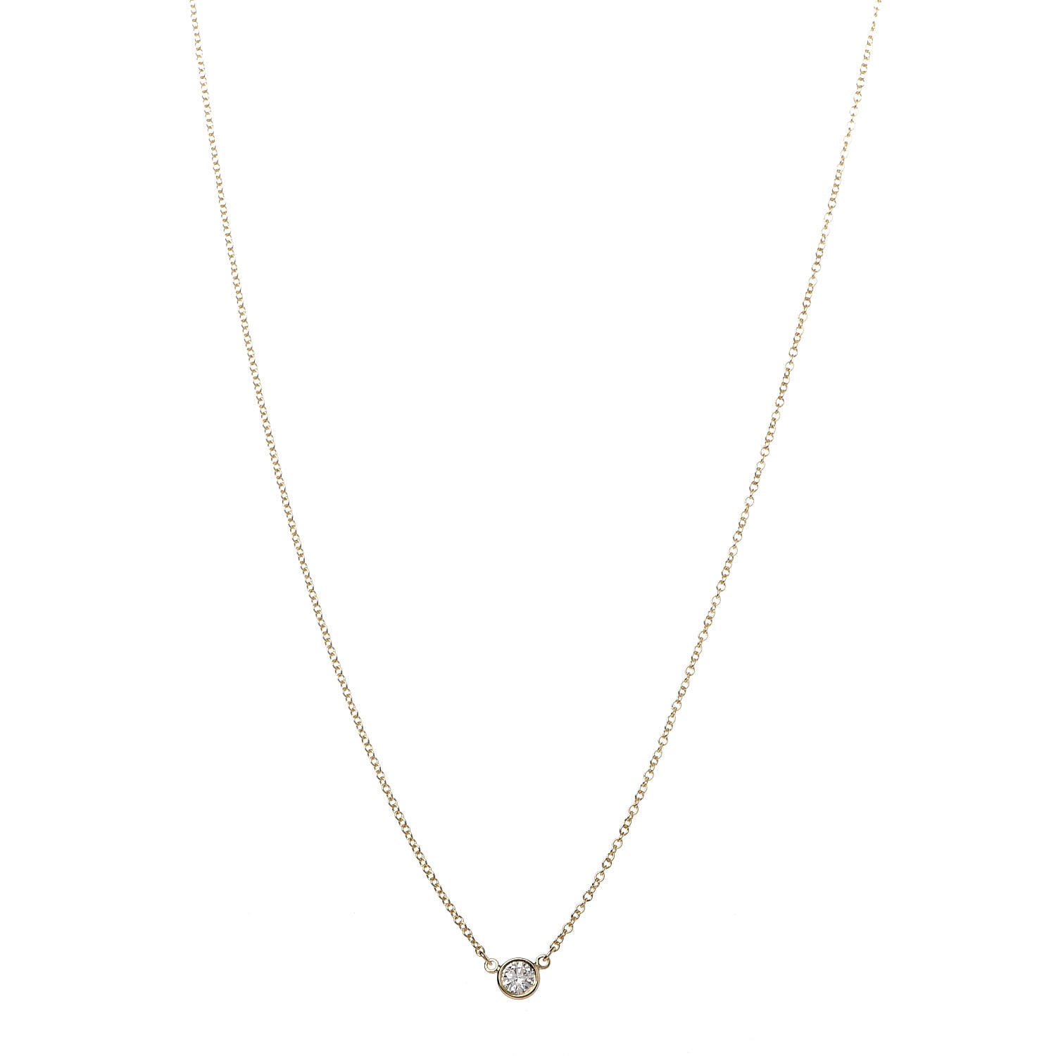 Tiffany 18K Yellow Gold Diamond .14ct Elsa Peretti Diamonds by the Yard Pendant Necklace 1 of 6