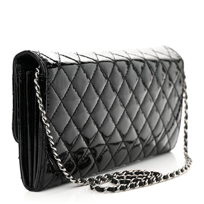 Chanel Patent Calfskin Quilted Flap Clutch With Chain Black 3 of 11