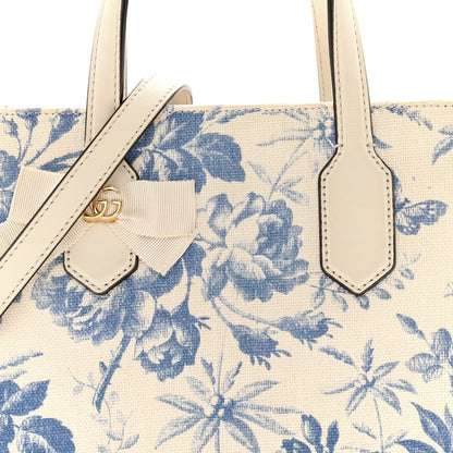 Gucci Canvas Herbarium Print Ribbon Top Handle Bag Blue 8 of 11