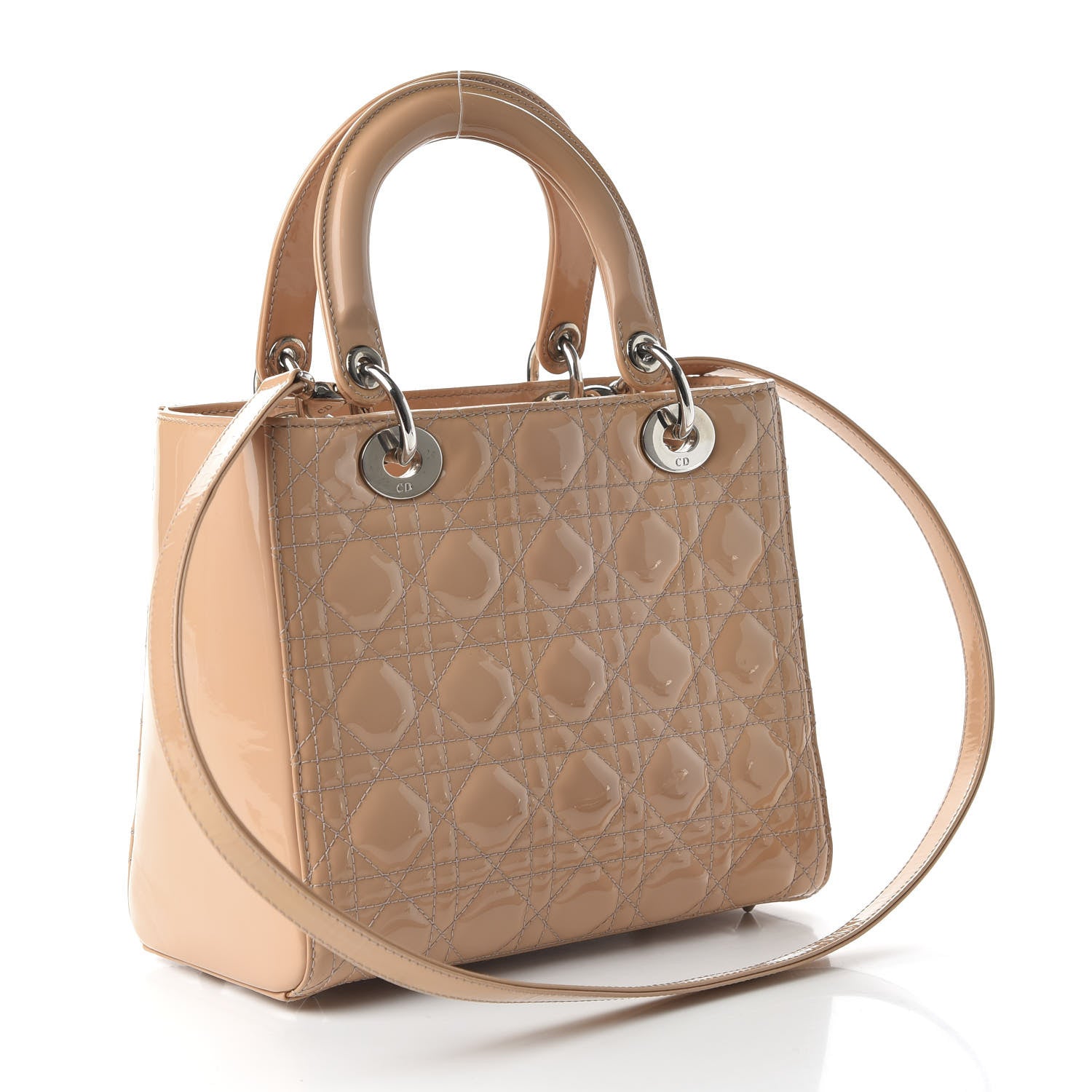 Christian Dior Patent Cannage Medium Lady Dior Beige 4 of 11