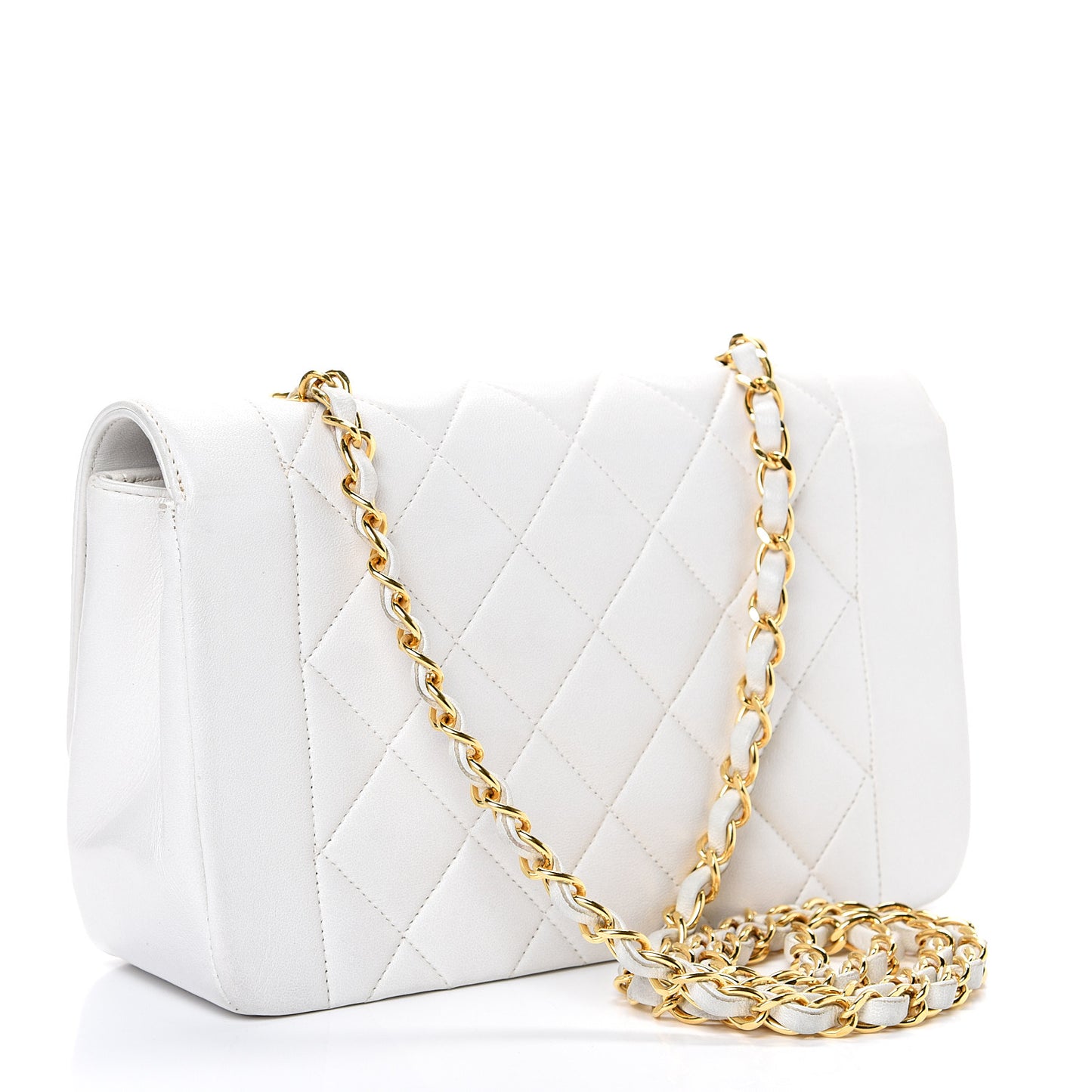 Lambskin Quilted Small Single Flap White
