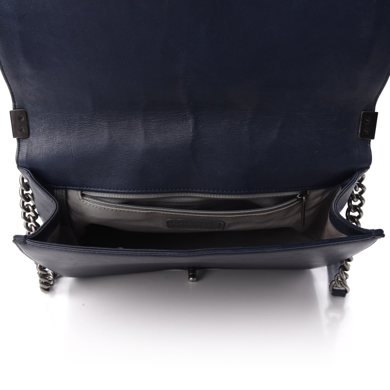 Chanel Calfskin Double Stitch Large Boy Flap Navy Blue 6 of 10