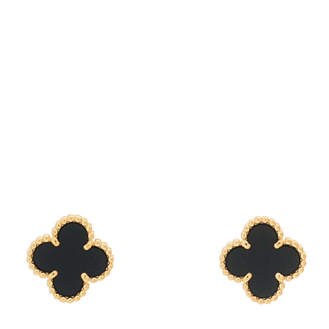 Van Cleef & Arpels 18K Yellow Gold Black Onyx Sweet Alhambra Earrings 1 of 5