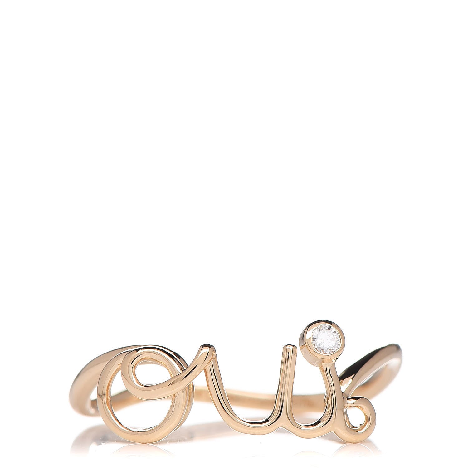 Christian Dior 18K Yellow Gold Diamond Oui Ring 55 7.25 1 of 5