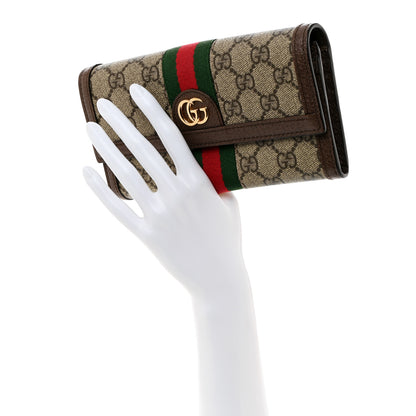 Gucci GG Supreme Monogram Web Ophidia Continental Wallet Brown 2 of 7