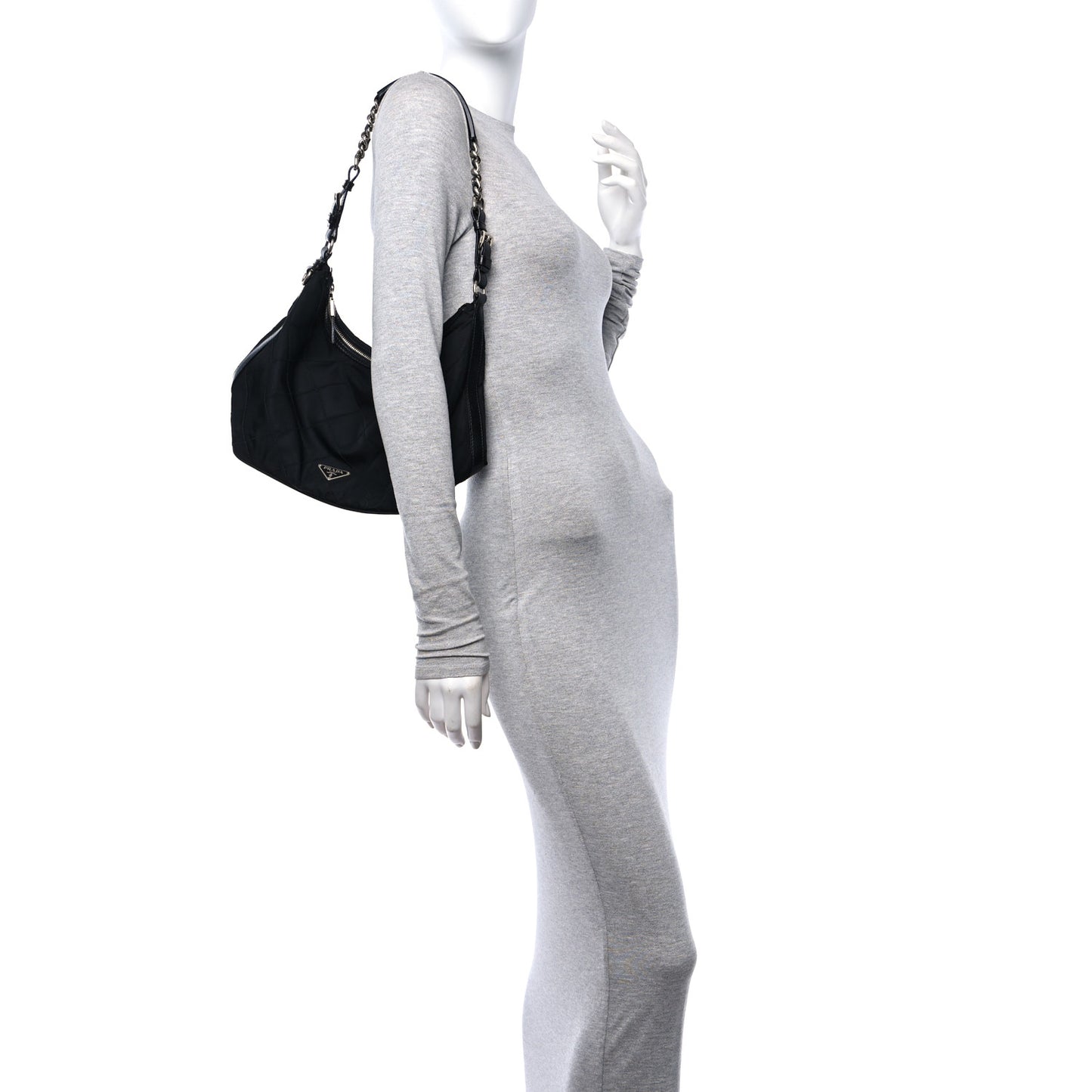 Tessuto Nylon Stitched Hobo Black