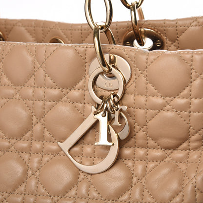 Christian Dior Lambskin Cannage Large Dior Soft Shopping Tote Beige 9 of 10