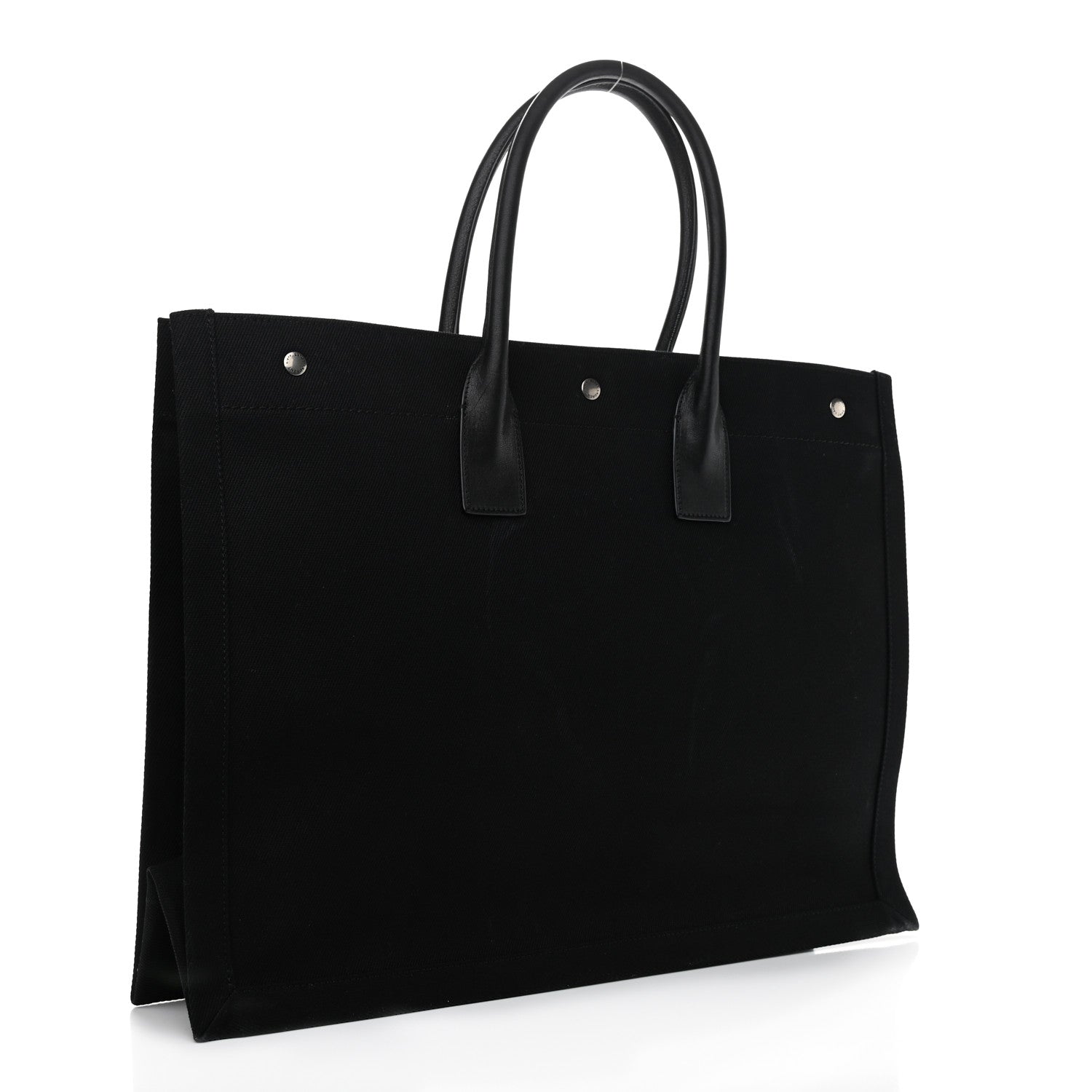 Saint Laurent Linen Calfskin Rive Gauche Tote Black 3 of 10