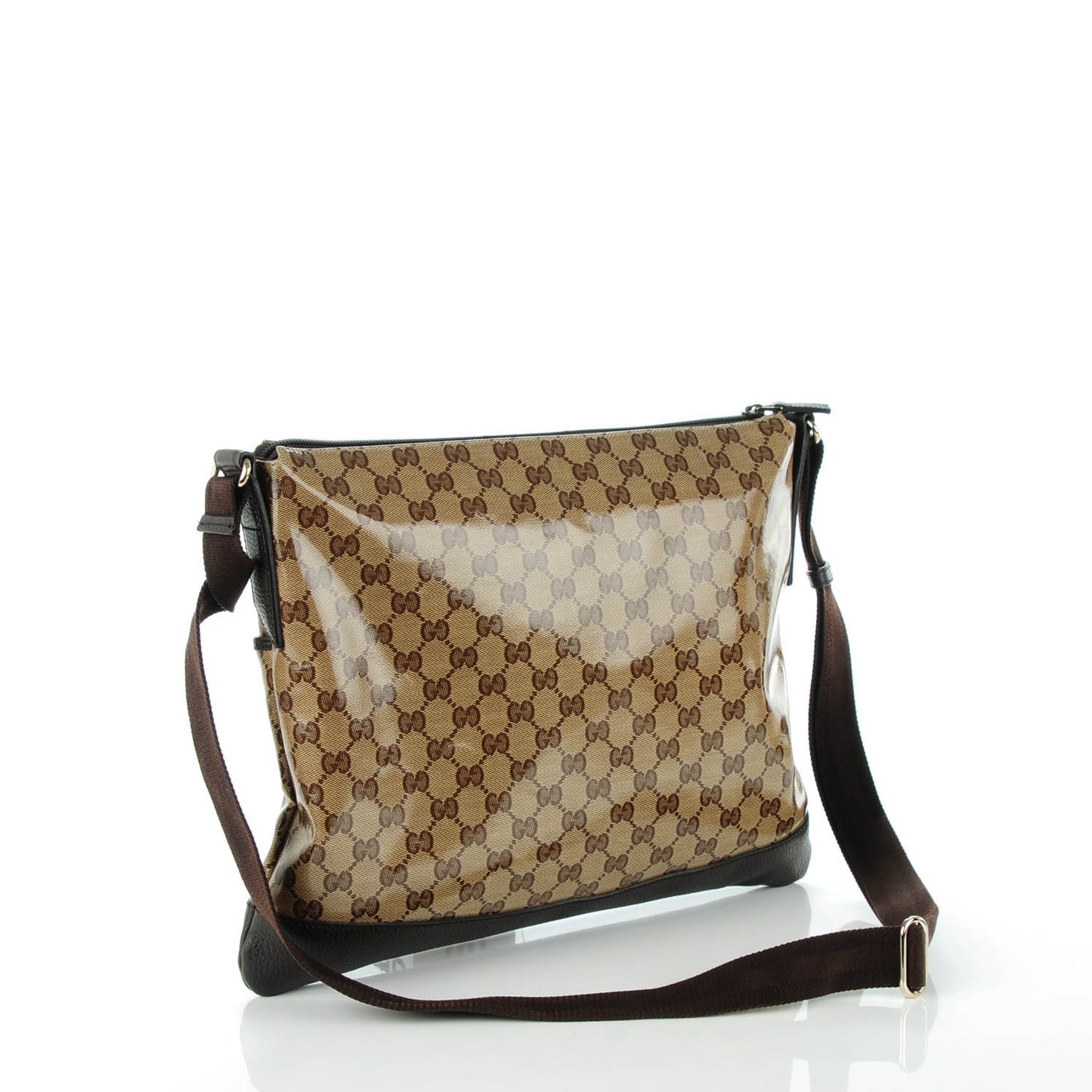 Crystal Monogram Medium Flat Messenger Bag Dark Brown
