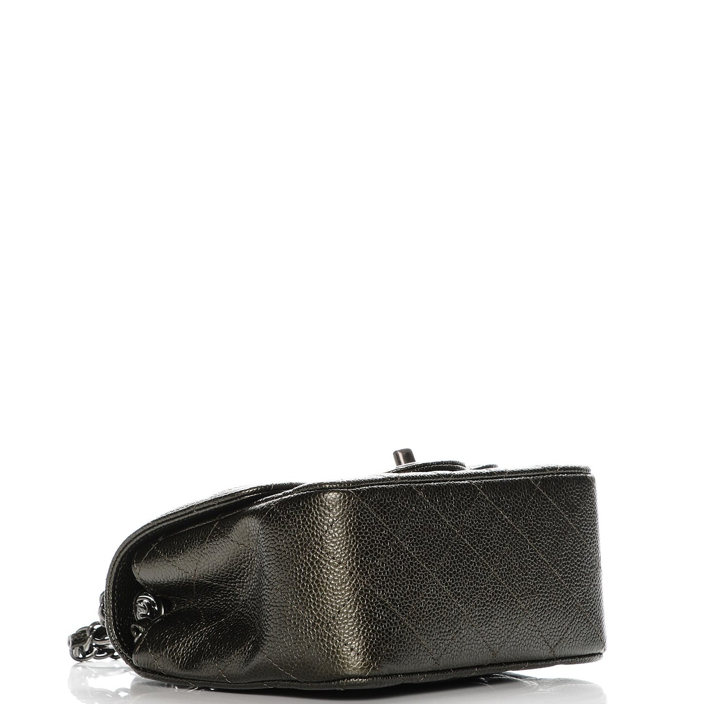 Caviar Quilted Mini Square Flap Dark Charcoal