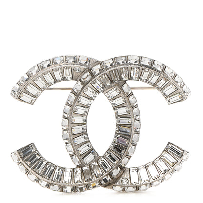 Chanel Baguette Crystal CC Brooch Silver 1 of 5