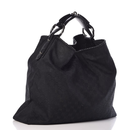 Gucci Monogram Large Horsebit Chain Hobo Black 3 of 13