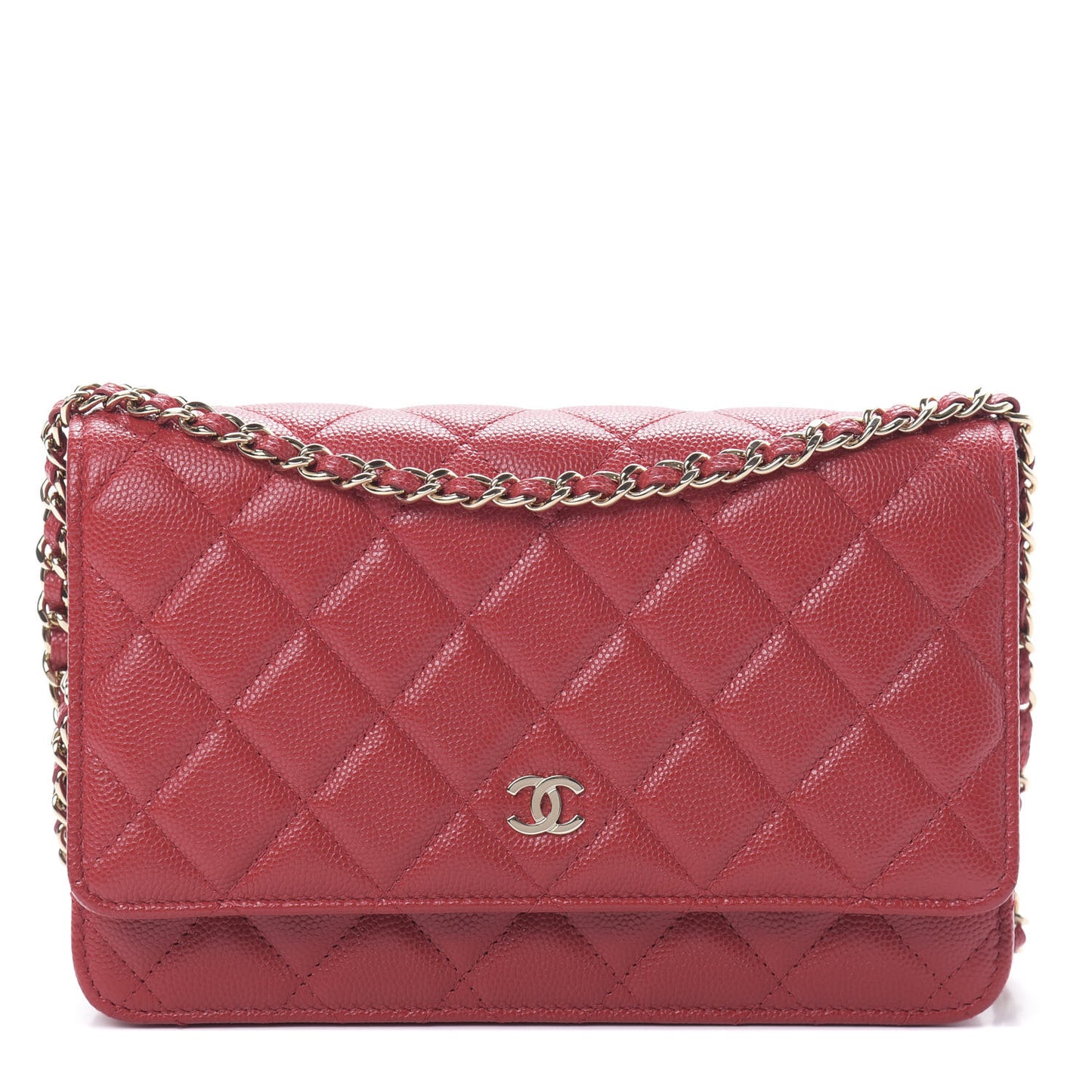 Caviar Quilted Wallet on Chain WOC Red