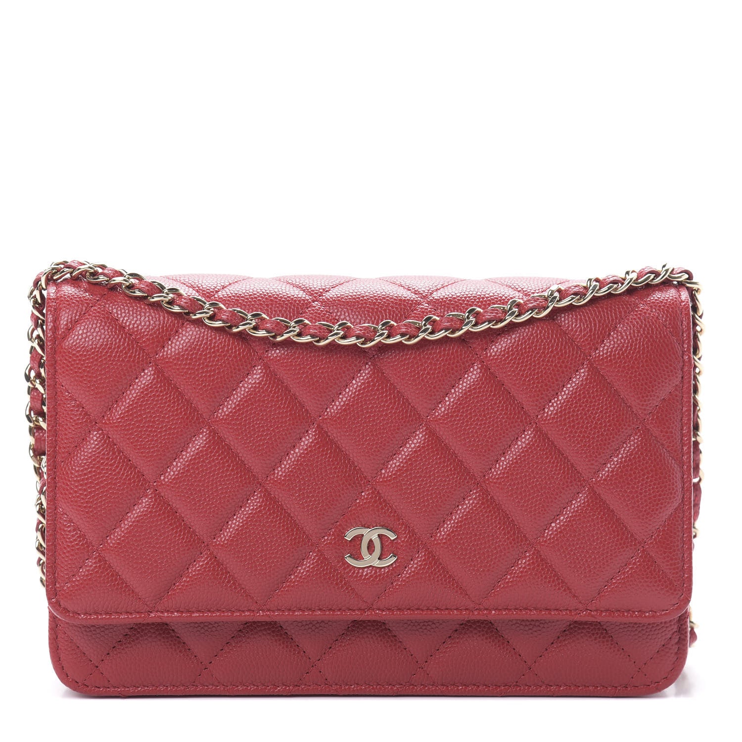 Chanel Caviar Quilted Wallet on Chain WOC Red 1 of 12