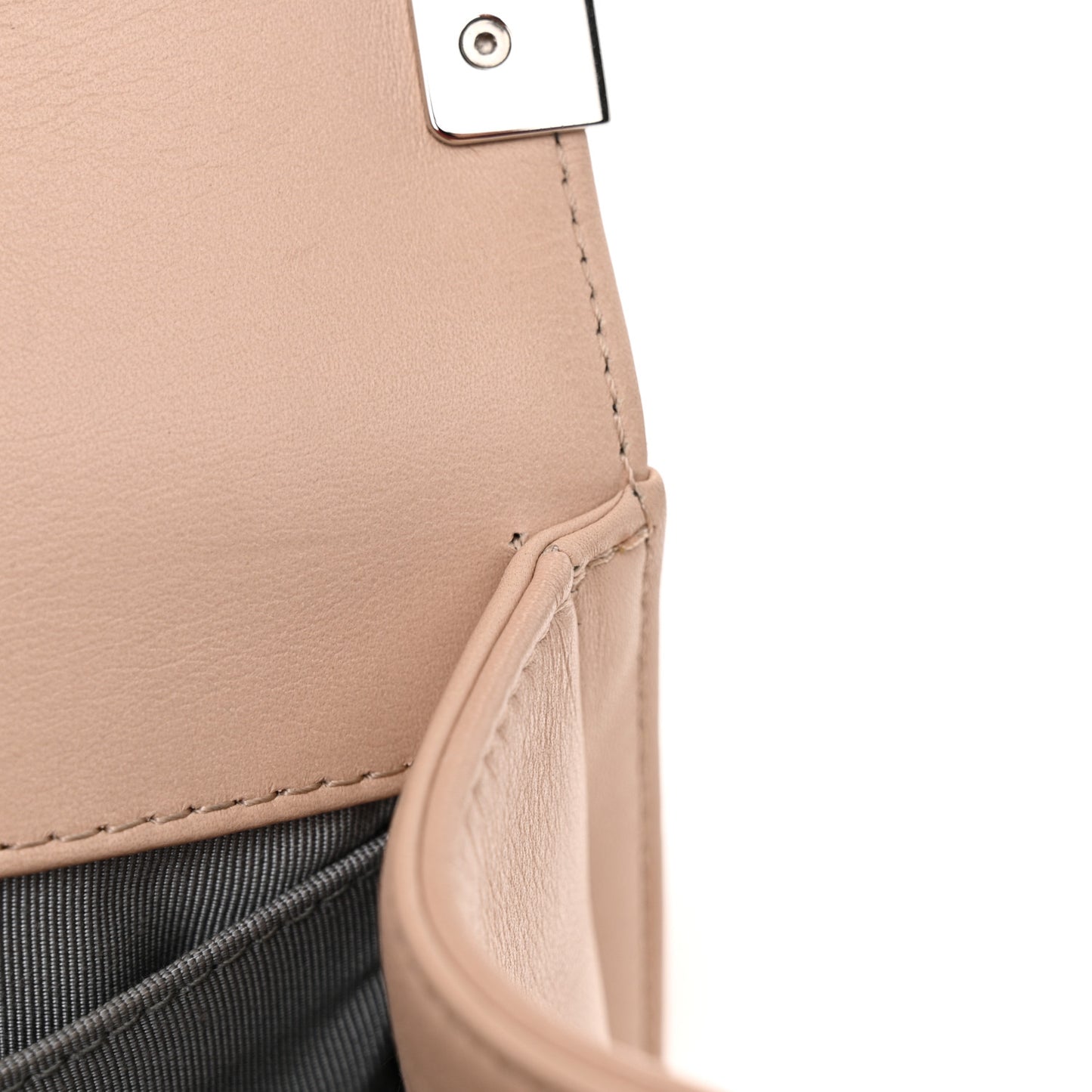 Calfskin Chevron Quilted Medium Boy Flap Beige
