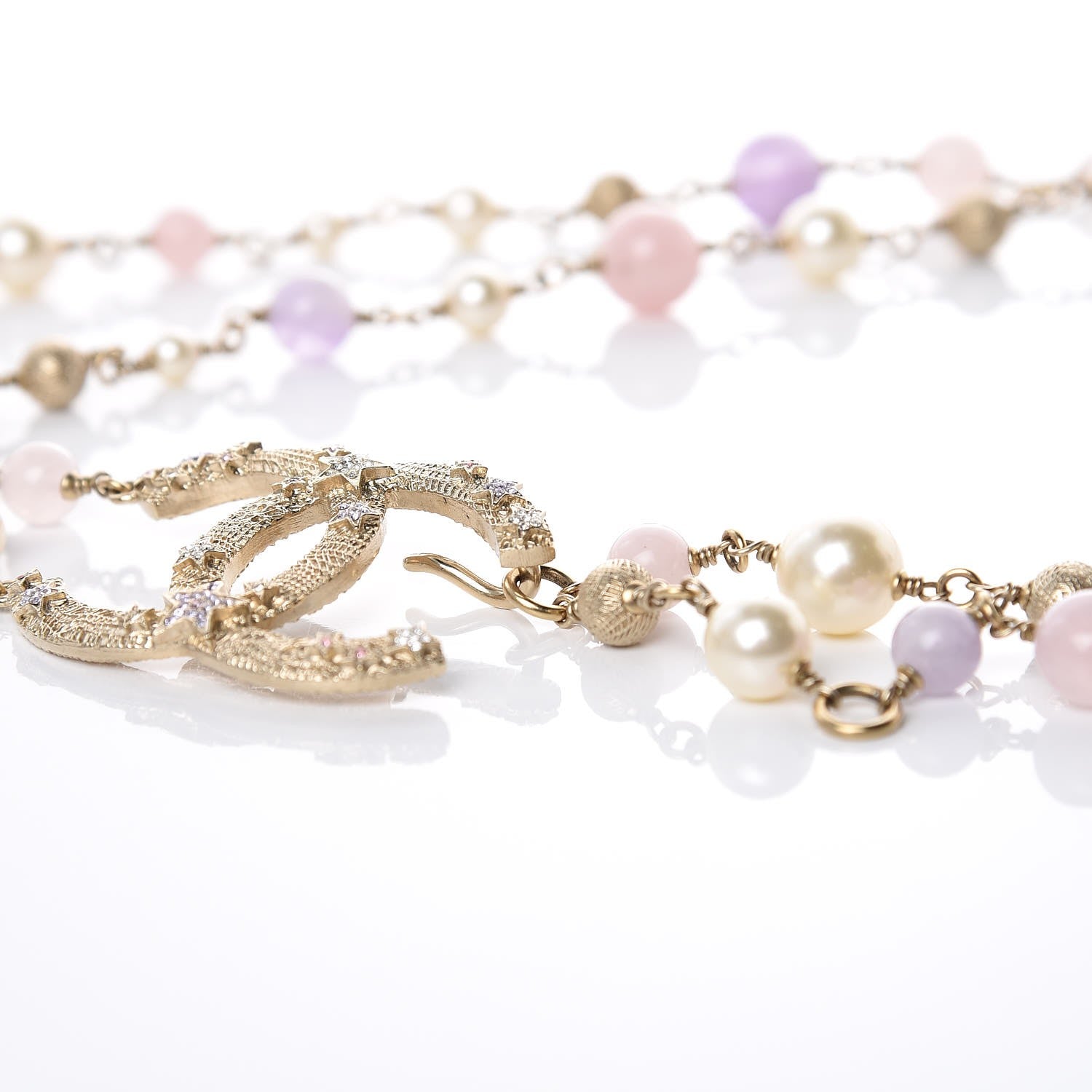 Chanel Pearl Beaded Charm CC Belt Light Gold Light Purple 5 of 5