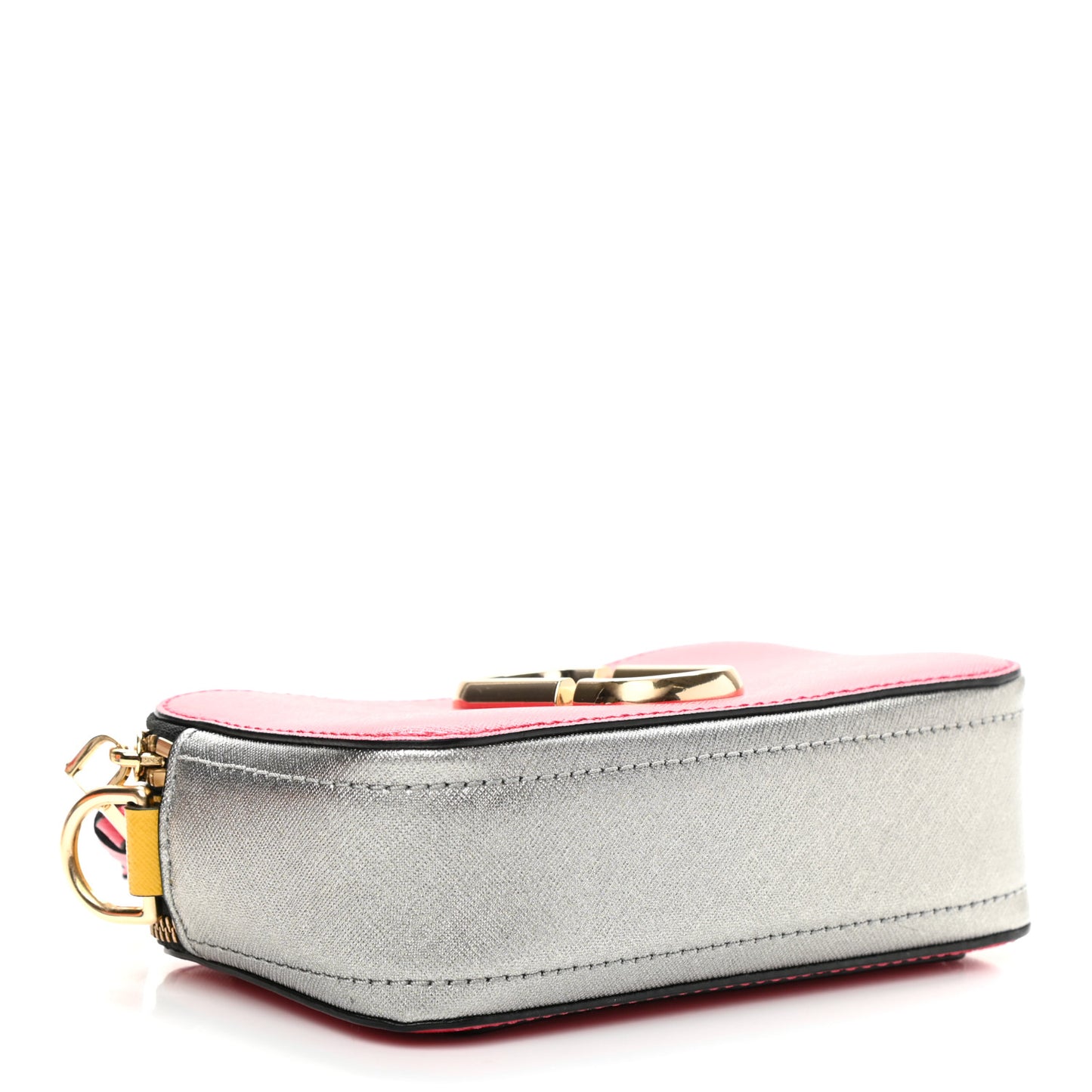 Saffiano Rainbow Strap Color Block Small Snapshot Camera Bag Pink Multicolor
