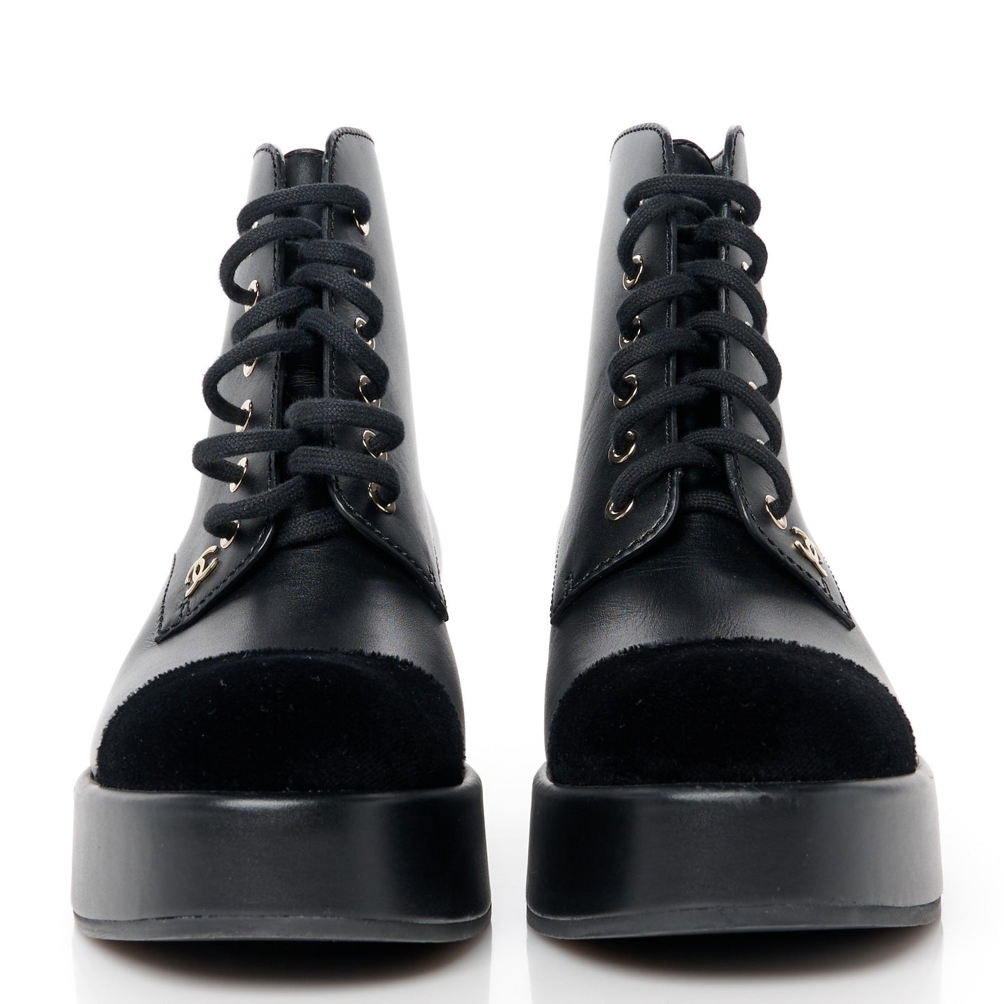 Calfskin Velvet CC Cap Toe Boots 39.5 Black